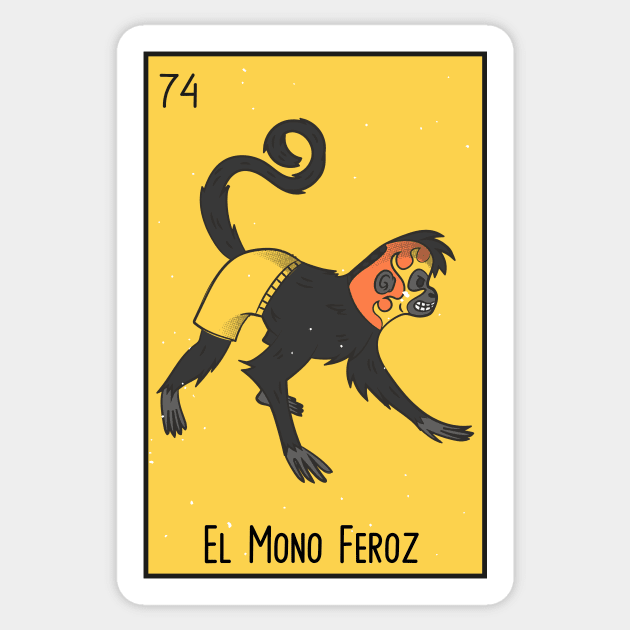 El Mono Feroz // Mexican Luchador Loteria Card Sticker by SLAG_Creative